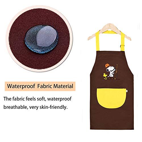 Infantil Delantal con Bolsillos, 2PCS Delantal Ajustable para Niñas/Niños, Pintura Impermeable Delantales de Niño, Niños Delantales de Cocina para Cocinar Hornear Pintar Artesanía (6-9 Años)