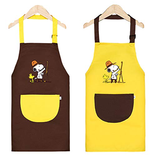 Infantil Delantal con Bolsillos, 2PCS Delantal Ajustable para Niñas/Niños, Pintura Impermeable Delantales de Niño, Niños Delantales de Cocina para Cocinar Hornear Pintar Artesanía (6-9 Años)