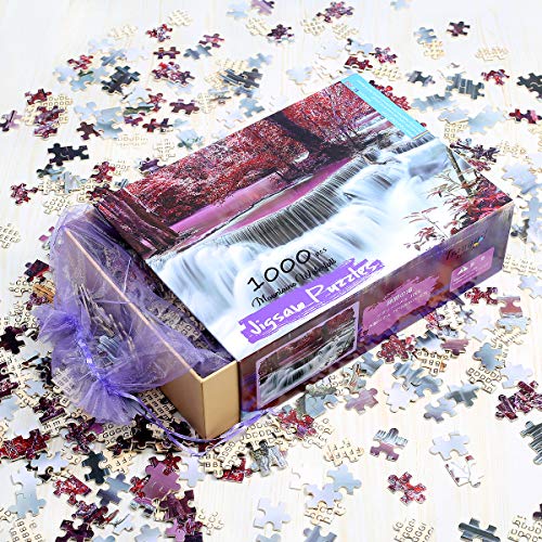 Ingooood Puzzles Montañas Cascada Rompecabezas 1000 Piezas para Entretenimiento para Adultos Rompecabezas de Madera Juguetes