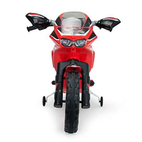 INJUSA – Moto África Twin de 6V Licenciada con Maletín Trasero y Ruedas Estabilizadoras Recomendada a Niños +3 Años, Color Rojo