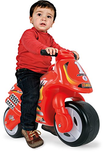 INJUSA - Moto Correpasillos Neox Color Rojo con Ruedas Anchas de Plástico y Asa de Transporte Recomendada para Niños +18 Meses