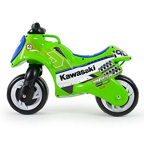 INJUSA - Moto Correpasillos Neox Kawasaki Verde con Ruedas Anchas y Asa de Transporte Recomendada a Niños +18 Meses