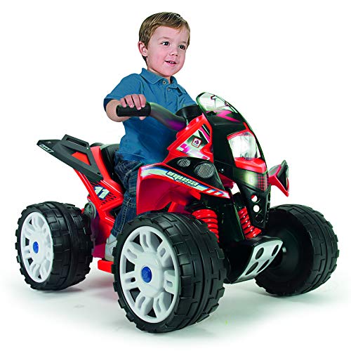 INJUSA - Quad The Beast 12V Rojo Recomendado a Niños +2 Años con Pedal Acelerador y Ruedas Anchas con Bandas de Goma