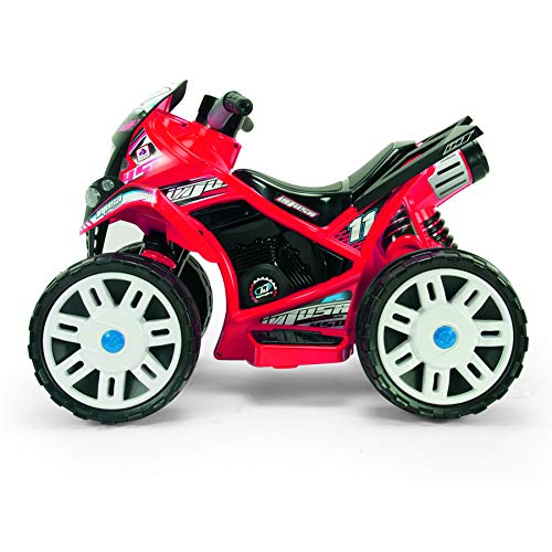 INJUSA - Quad The Beast 12V Rojo Recomendado a Niños +2 Años con Pedal Acelerador y Ruedas Anchas con Bandas de Goma