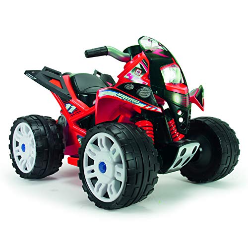 INJUSA - Quad The Beast 12V Rojo Recomendado a Niños +2 Años con Pedal Acelerador y Ruedas Anchas con Bandas de Goma