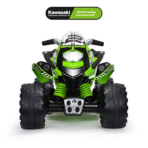 INJUSA - Quad The Beast Kawasaki 12V Color Verde Recomendado para Niños +2 Años con Bandas de Goma en Ruedas Traseras