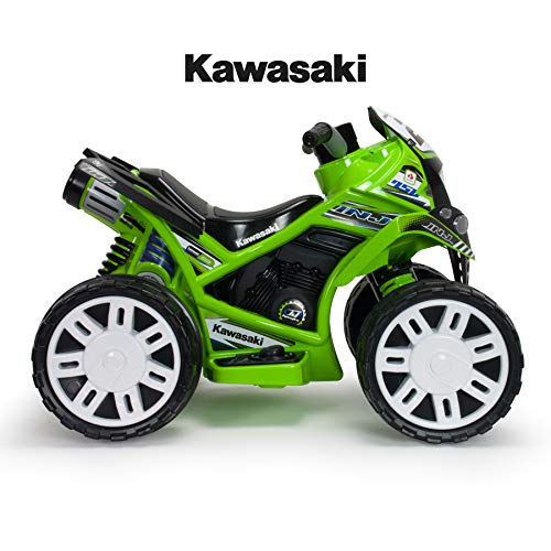 INJUSA - Quad The Beast Kawasaki 12V Color Verde Recomendado para Niños +2 Años con Bandas de Goma en Ruedas Traseras