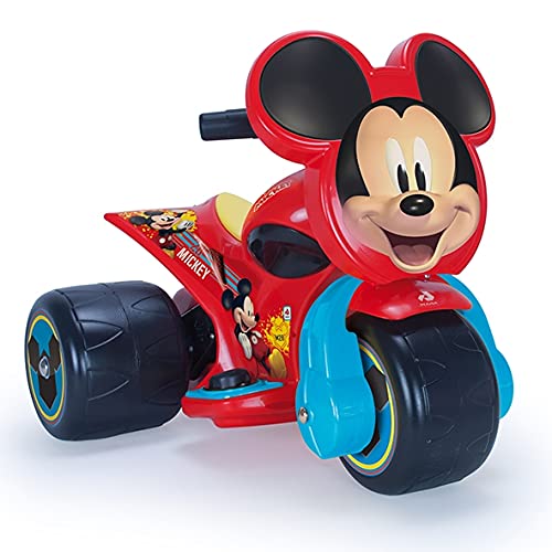 INJUSA - Trimoto Samurai Mickey Mouse 6V Roja con Pedal Acelerador y Decoración Permanente Recomendada a Niños +12 Meses