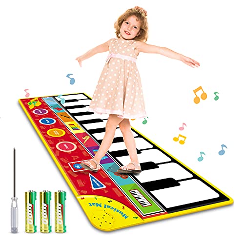 Innedu Alfombra de Piano, Alfombra Teclado Musical con 8 Sonidos de Instrumentos y 5 Modos, Alfombra de Baile Táctil, Alfombra Piano Educativo Musical Tapete de Piano para Niño Niña Regalo(148*60cm)