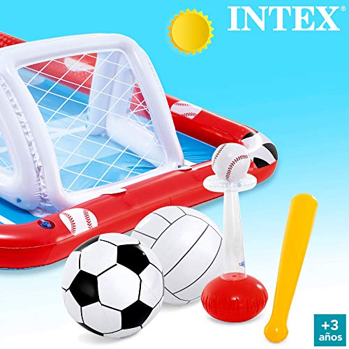 Intex 57147NP - Centro de juegos acuático hinchable INTEX, para niños, medidas 325x267x102 cm, 470 litros, voleibol, fútbol, baloncestos y béisbol, a partir de 3 años