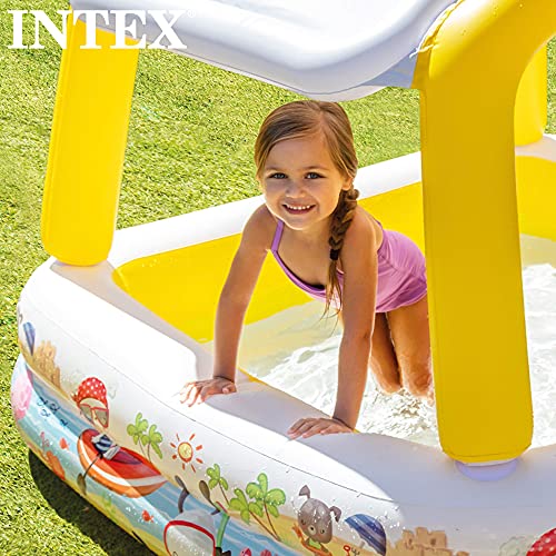 Intex 57470NP - Piscina hinchable infantil intex con toldo extraíble - 157x157x122 cm - 295 l