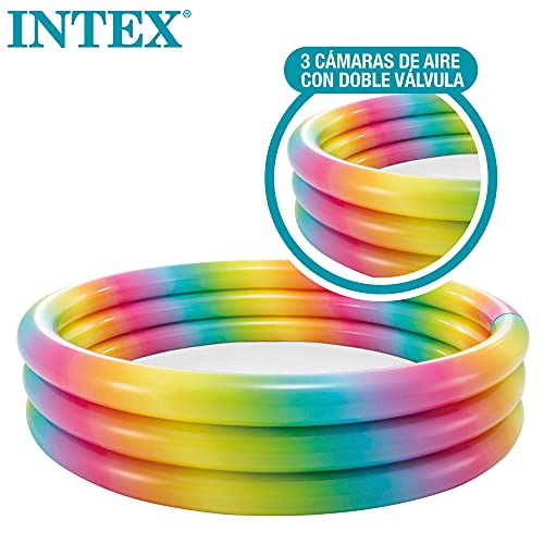 Intex 58449NP - Piscina hinchable infantil arcoíris INTEX 168x38 cm