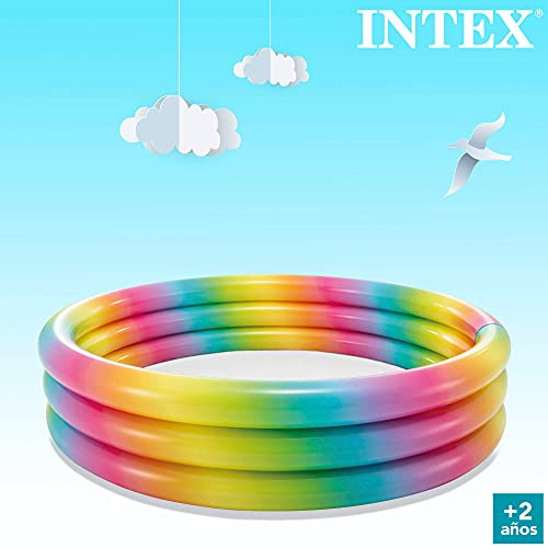 Intex 58449NP - Piscina hinchable infantil arcoíris INTEX 168x38 cm