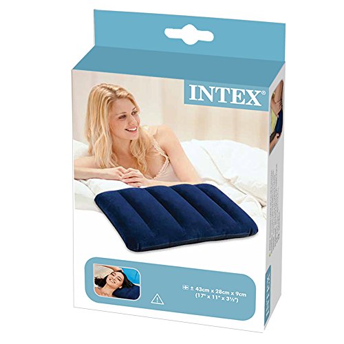 Intex 68672 - Almohada hinchable flocada, 43 x 28 x 9 cm, color azul