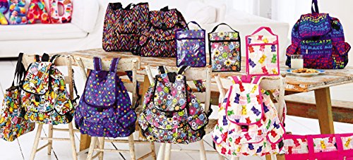 iscream Mochila de lujo para niña con estampado audaz para escuela y viajes con solapa de cierre de clip seguro