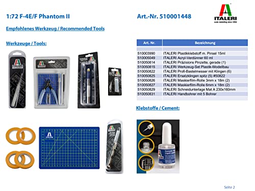 Italeri 1:72 F-4E/F Phantom II-Réplica Fiel al Original, maquetas, Manualidades, Hobby, Pegar, Kit de construcción de plástico, Montaje (HC-1448)
