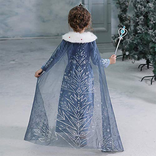 IWEMEK - Disfraz de Frozen de Frozen, vestido de princesa Anna Elsa con capa larga para niña, cumpleaños, Navidad, Halloween, carnaval, fiesta de 2 a 8 años 01 2-3 Años