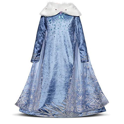 IWEMEK - Disfraz de Frozen de Frozen, vestido de princesa Anna Elsa con capa larga para niña, cumpleaños, Navidad, Halloween, carnaval, fiesta de 2 a 8 años 01 2-3 Años