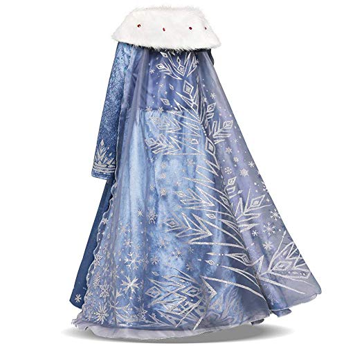 IWEMEK - Disfraz de Frozen de Frozen, vestido de princesa Anna Elsa con capa larga para niña, cumpleaños, Navidad, Halloween, carnaval, fiesta de 2 a 8 años 01 2-3 Años