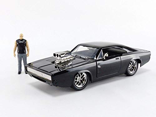 Jada- Coche Fast and The Furious 1970 Dodge Charger R7T 1970/1:24, Color Negro (30737)