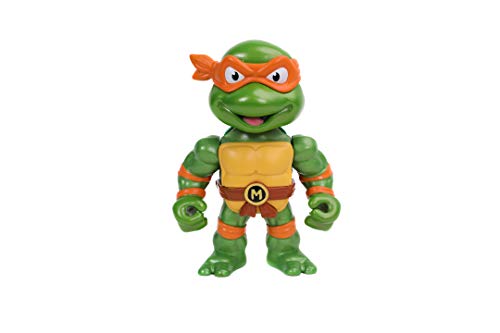 Jada - Figura Michelangelo de Tortugas Ninja, Articulada, 10 cm, Realizada en Metal Fundido a Presión, 100% Licencia Oficial, Coleccionismo, para Niños a Partir de 8 Años y Adultos