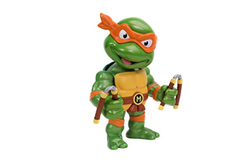 Jada - Figura Michelangelo de Tortugas Ninja, Articulada, 10 cm, Realizada en Metal Fundido a Presión, 100% Licencia Oficial, Coleccionismo, para Niños a Partir de 8 Años y Adultos