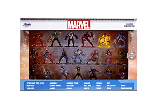 Jada - Set 20 Nano Figuras de Personajes Marvel de la película Avengers Civil War, en Metal Fundido a Presión, Licencia Oficial, 4 cm, Coleccionismo, para Niños a Partir de 8 Años y Adultos