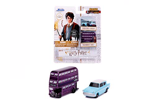 Jada Toys 253181002 Harry Potter 2 Nano Coche Coleccionable de Die-Cast, 959 Ford Anglia Knight Bus, Juego de 4 cm, a Partir de 8 años