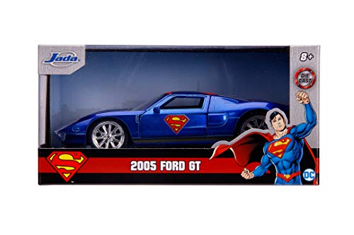 Jada Toys Superman 2005-Coche de Juguete Ford GT (Escala 1:32), Color Azul y Rojo (253252008)