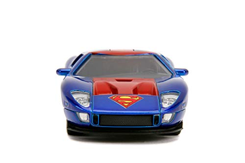 Jada Toys Superman 2005-Coche de Juguete Ford GT (Escala 1:32), Color Azul y Rojo (253252008)