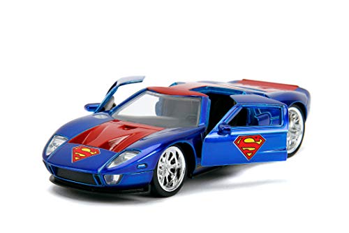 Jada Toys Superman 2005-Coche de Juguete Ford GT (Escala 1:32), Color Azul y Rojo (253252008)