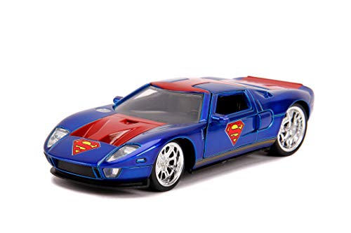 Jada Toys Superman 2005-Coche de Juguete Ford GT (Escala 1:32), Color Azul y Rojo (253252008)