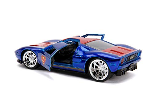 Jada Toys Superman 2005-Coche de Juguete Ford GT (Escala 1:32), Color Azul y Rojo (253252008)