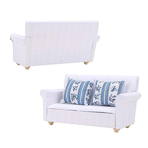 Jadpes Mini Sofá Muebles de casa de, FA Set Accesorios para Muebles de Sala de Estar para 3-8 años Girl Doll House Toys House Miniature Accesory Kids Pretend Toy(Double Sofa with