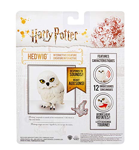 Jakks 400014 Harry Potter Hedwig - Figura interactiva, Aprox. 12,7 cm, Puede Girar la Cabeza 180 Grados, con Sensor de Sonido y Sonidos de búho, Adecuado a Partir de 4 años