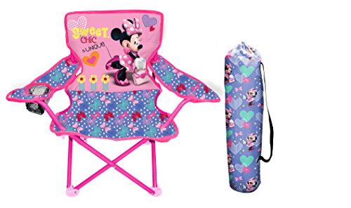 Jakks Pacific Silla de campamento Minnie para niños, silla portátil plegable N Go con bolsa de transporte, Minnie - Arcos