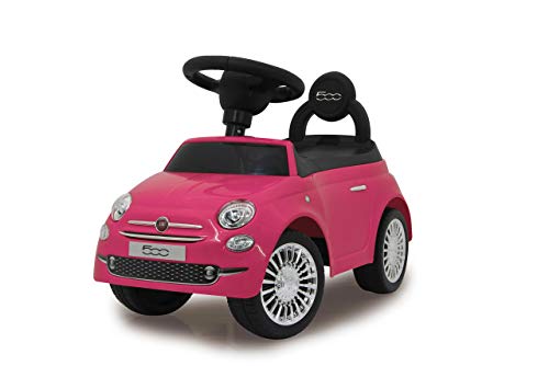 Jamara 460436-Correpasillo Fiat 500 fucsia – Antivuelco, Sonidos, Claxon, Manilla, Maletero, Aspecto auténtico, color rosa (460436) , color/modelo surtido