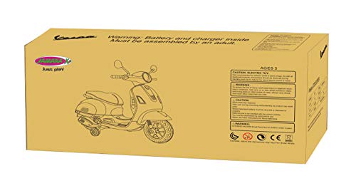 Jamara 460441 - Ride-on Vespa GTS Gris 12V – Asiente en Piel sintético, Ruedas de Goma Ultra-Grip, Claxon, Faro Led, Batería Potente, SD, AUX, USB