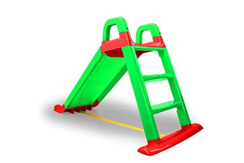 JAMARA- Tobogán Funny Slide Verde – de plástico Resistente, caño Antideslizante para aterrizajes Suaves, peldaños Anchos y Asas de Seguridad, Cuerda de estabilización, Color (460502)