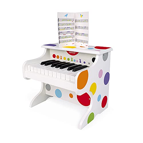 Janod - Confetti - Mi Primer Piano en Madera, Instrumento Musical para Niños, Juguete de Imitación y Estimulación Del Talento Musical - Desde Los 3 Años, J07618