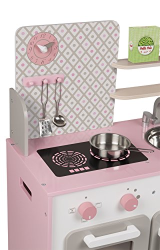 Janod- Macaron Cocina de Juquete, Color rosado y blanco, 53 x 30 x 78 cm (Jura Toys J06567)