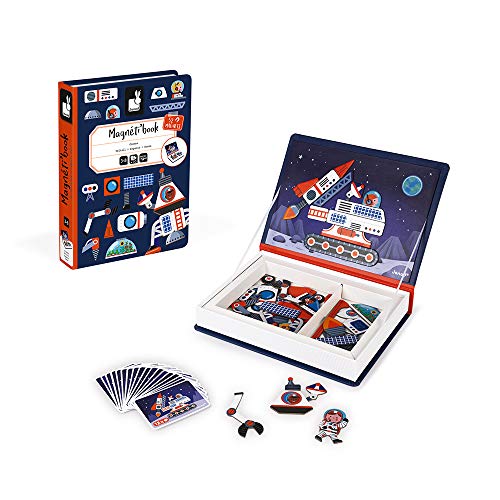 Janod - Magneti'Book Cosmos - Juego Educativo Magnético de 70 Piezas - Desarrolla la Motricidad Fina y la Imaginación - A partir de 3 Años, J02589