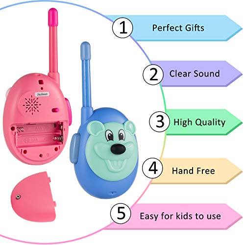 Jaybest Walkie Talkie para Niños Walky Talky Infantil de Entre 3 y 12 años cumpleaños, Reloj Portátil, Montar en Bicicleta Caminar Acampar Correr, 2 Pack (Blue&Pink)