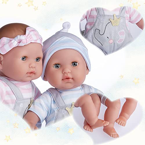 JC TOYS Berenguer Boutique Twins 15", Color Rosa y Azul, (30050)