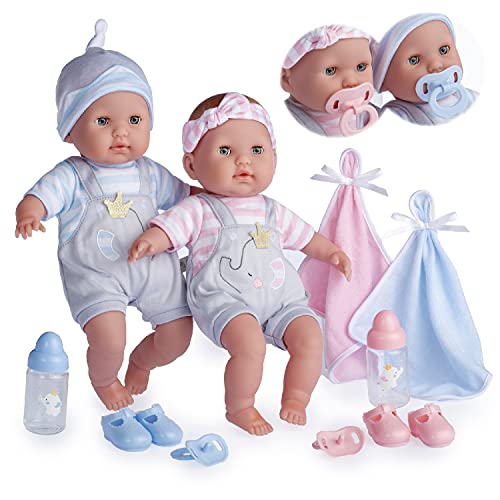 JC TOYS Berenguer Boutique Twins 15", Color Rosa y Azul, (30050)