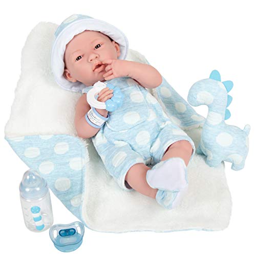 JC TOYS-La Newborn Muñeco bebé, Color Azul con Blanco (18064)