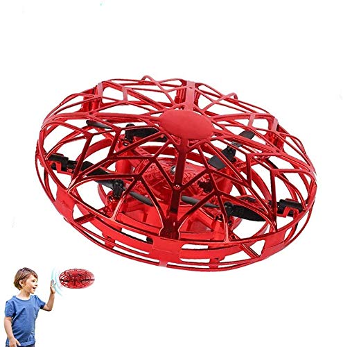 JCT Dron para Niños Mini Drone UFO Flying Ball para Niños de 4-10 Nños Juguetes Voladores Controlados A Mano, Bola De Helicóptero Rotación de 360 ° y Luces LED Niños Niños Niñas Juguetes (Red)