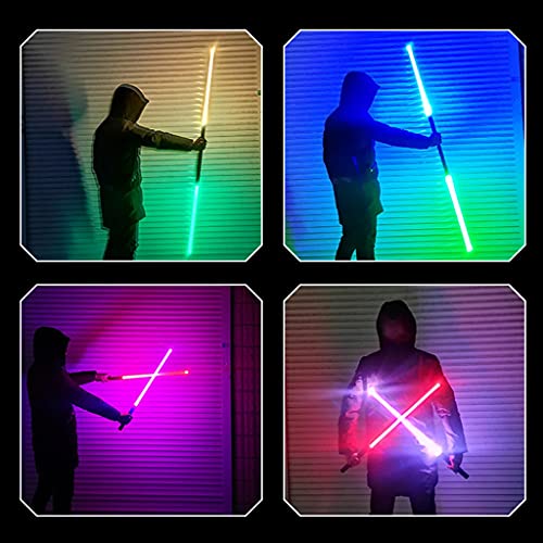 JDKC- Sable de Luz de Metal para Adultos Niños, 2 en 1 Sable de Luz Recargable LED FX con Conector, Empuñadura de Aluminio de Metal Accesorios de Cosplay, Regalo (Color : 2pcs)