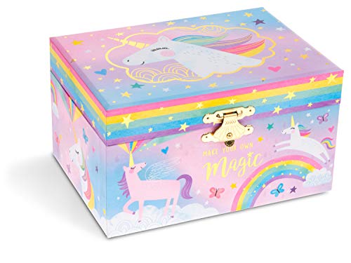 Jewelkeeper - Caja Musical para Joyas para Niñas, con Unicornio Algodón Azucarado - Melodía Over The Rainbow