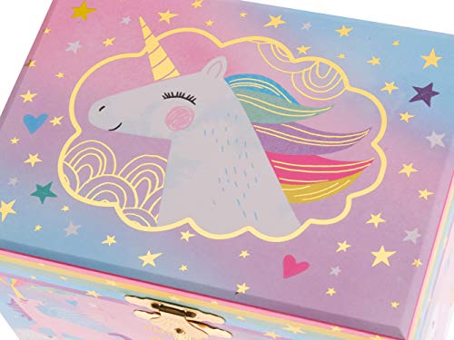 Jewelkeeper - Caja Musical para Joyas para Niñas, con Unicornio Algodón Azucarado - Melodía Over The Rainbow